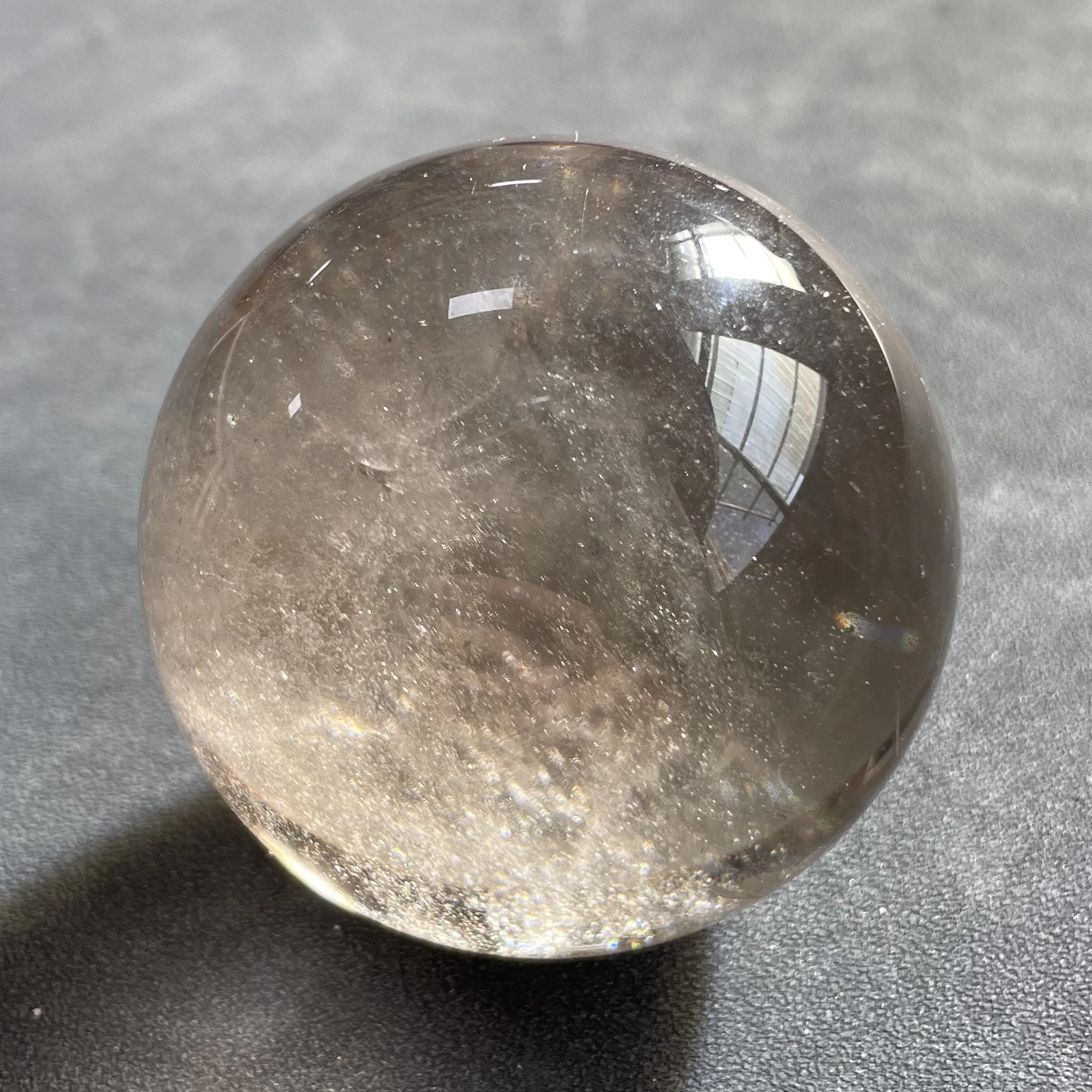 257g Natural Stone Smoky Quartz Crystal Ball Rainbow Sphere Polished Rock Reiki Healing B51