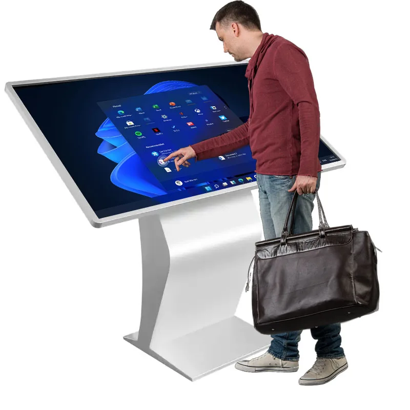 Advertising Equipment Standing Interactive  LCD Panel Digital Information All in One  Kiosk Display Board With Graphics