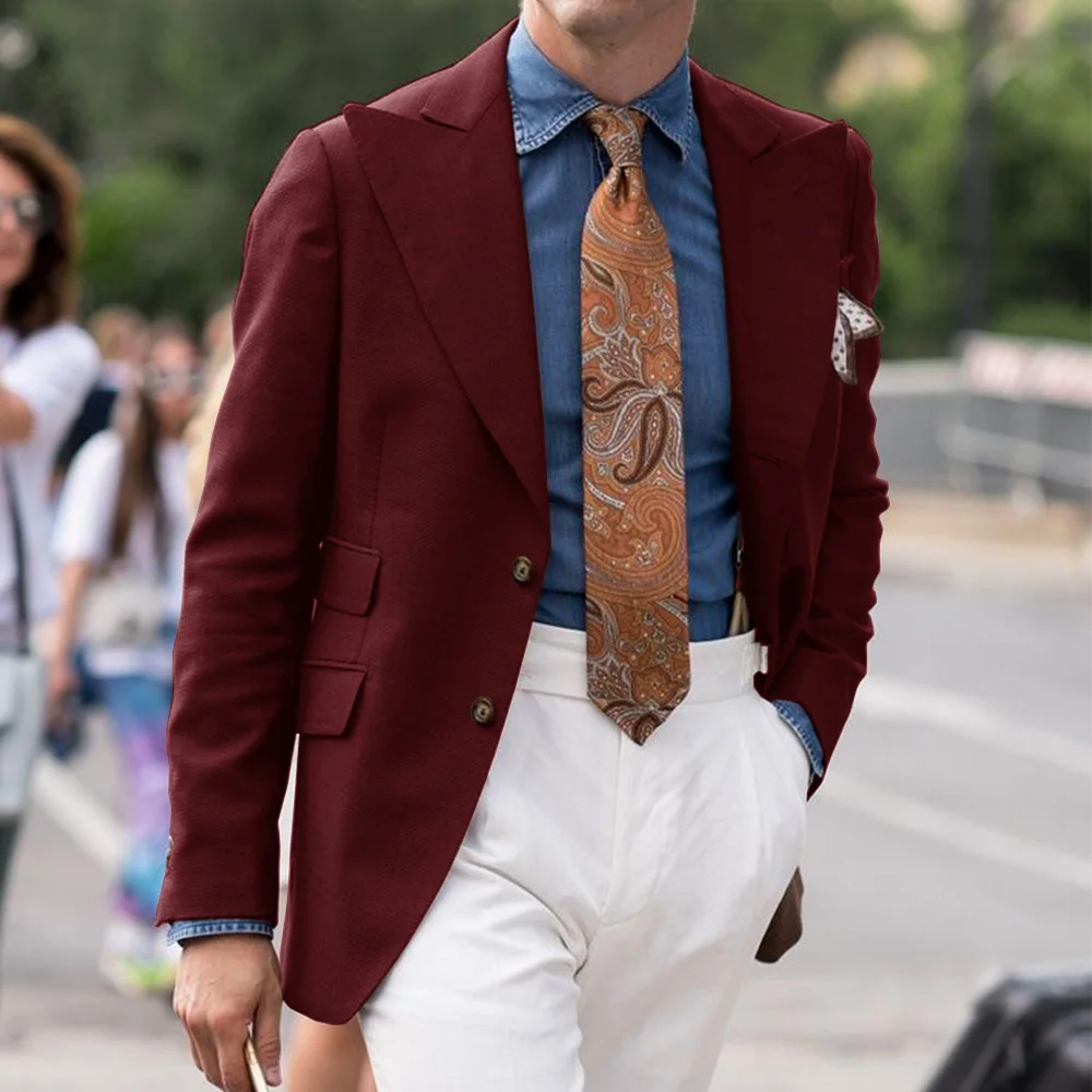 Men’s Jacket Suit Notched Lapel Single Breasted Slim Fit Comfortable Stylish Casual Elegant Blazer Business Coat Formal Office