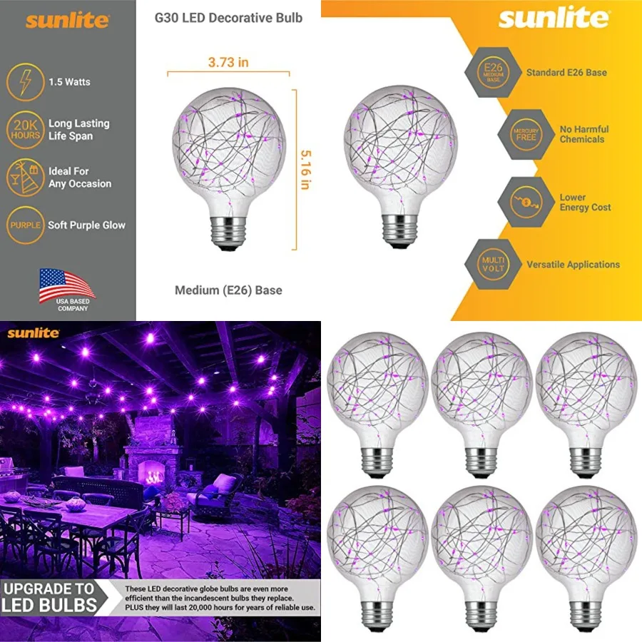 41018 Globe Bulb, LED Fairy-Lights Inside, 1.5 Watts, Medium E26 Base, Non Dimmable, Party Decoration, Holiday Lighting, String