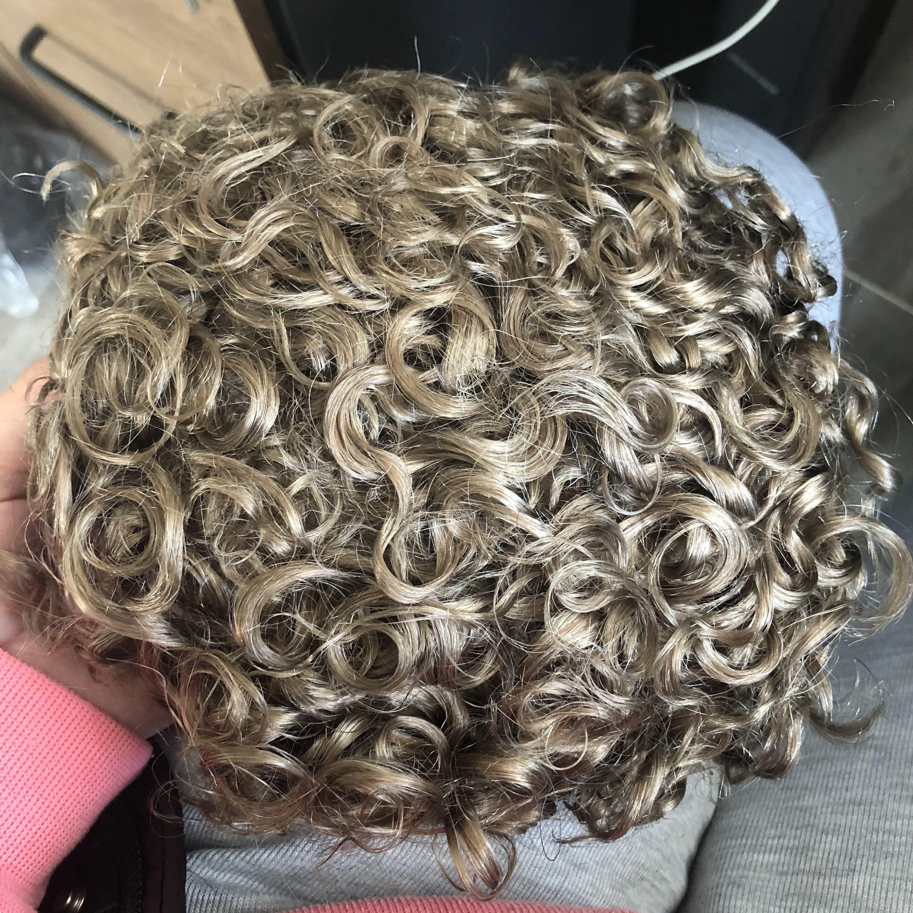 # 17 الرماد البني 20 مللي متر مجعد الرجال الشعر البشري الاصطناعية الشعرية سوبر دائم 0.06 مللي متر كامل الجلد قاعدة Vlooped الذكور الباروكات وحدة الشعر المستعار #4