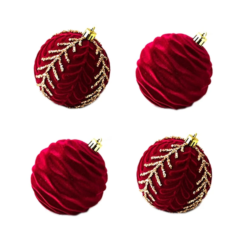 Christmas Balls Ornaments Wine Red Flocking Christmas Tree Decoration New Year Christmas Spheres Promotion