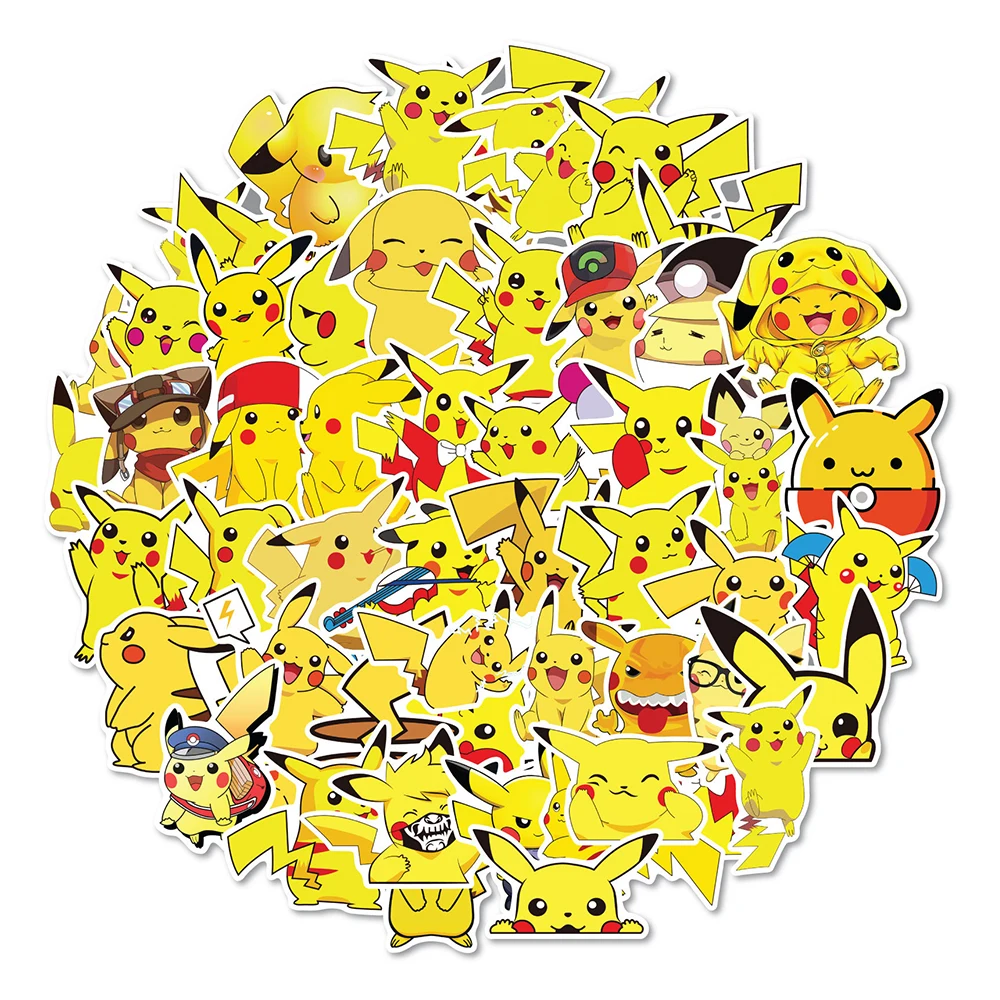 10/30/50Pcs Pokemon Pikachu Stickers Grappige Decals Kids Gift Classic Diy Speelgoed Voor Telefoon Koffer Plakboek koelkast Anime Sticker