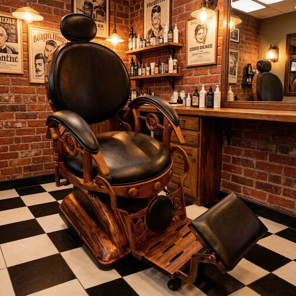 Traditional Hairdressing Furniture Luxury Adjustable Metal Men Suitable Barber Chair with Armrests Suitable for Hair Salons