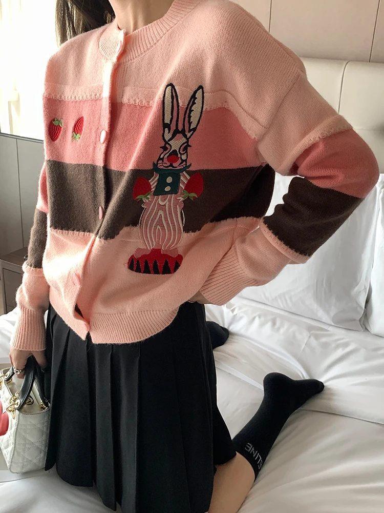 

Свитер Tefamanini 2024: Новинка Весенней Коллекции, Дизайнерская Сенсация, Хлопок, Акрил, Полосатая Пряжа с Кроличьим Ворсом, Базовый Слой, Верхняя Одежда для Поездок на Работу