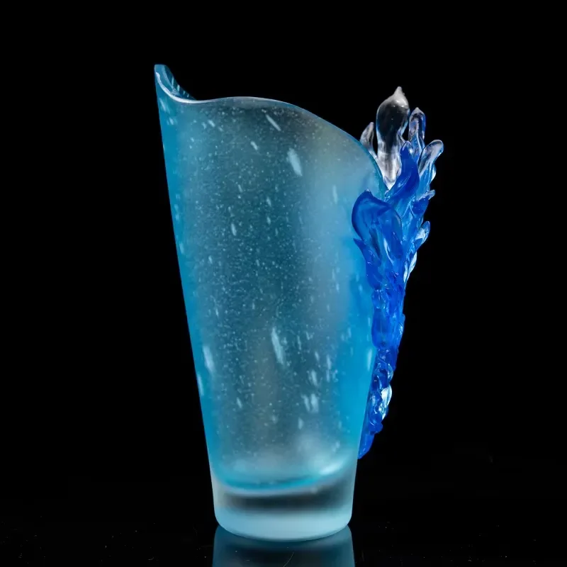 Handmade Crystal Glass Vase Modern Art Flower Arrangement Home Decor Elegant Table Centerpiece Unique Holiday Gift for Her
