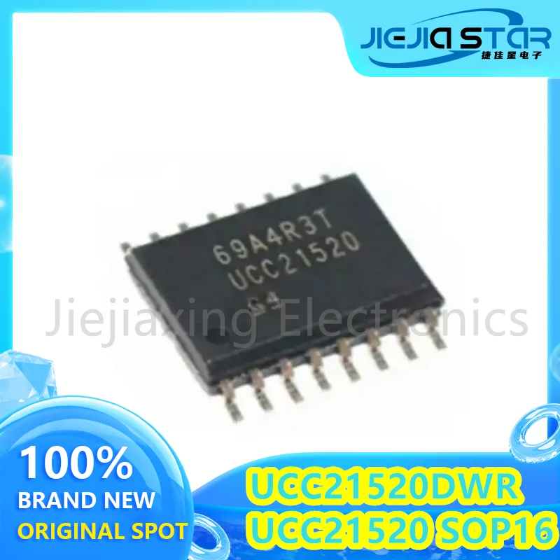 Gate Driver Isolator IC Chip, 100% Brand New, Original, Free Shipping, Electronics, UCC21520DWR, UCC21520, SOP16, 3 ~ 10Pcs