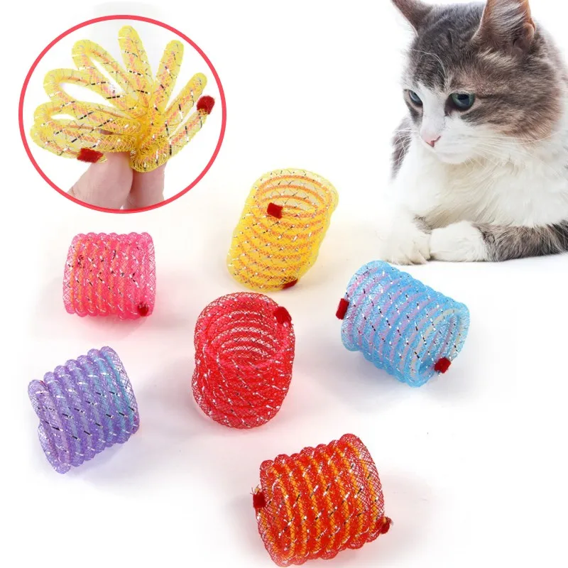 Cat Toys Colorful Spring Cats Sticks 2PCS Spring Ball Cat Interactive Toy Set Self Hi Teaser Toys for Cats Teasing Pet Supplies