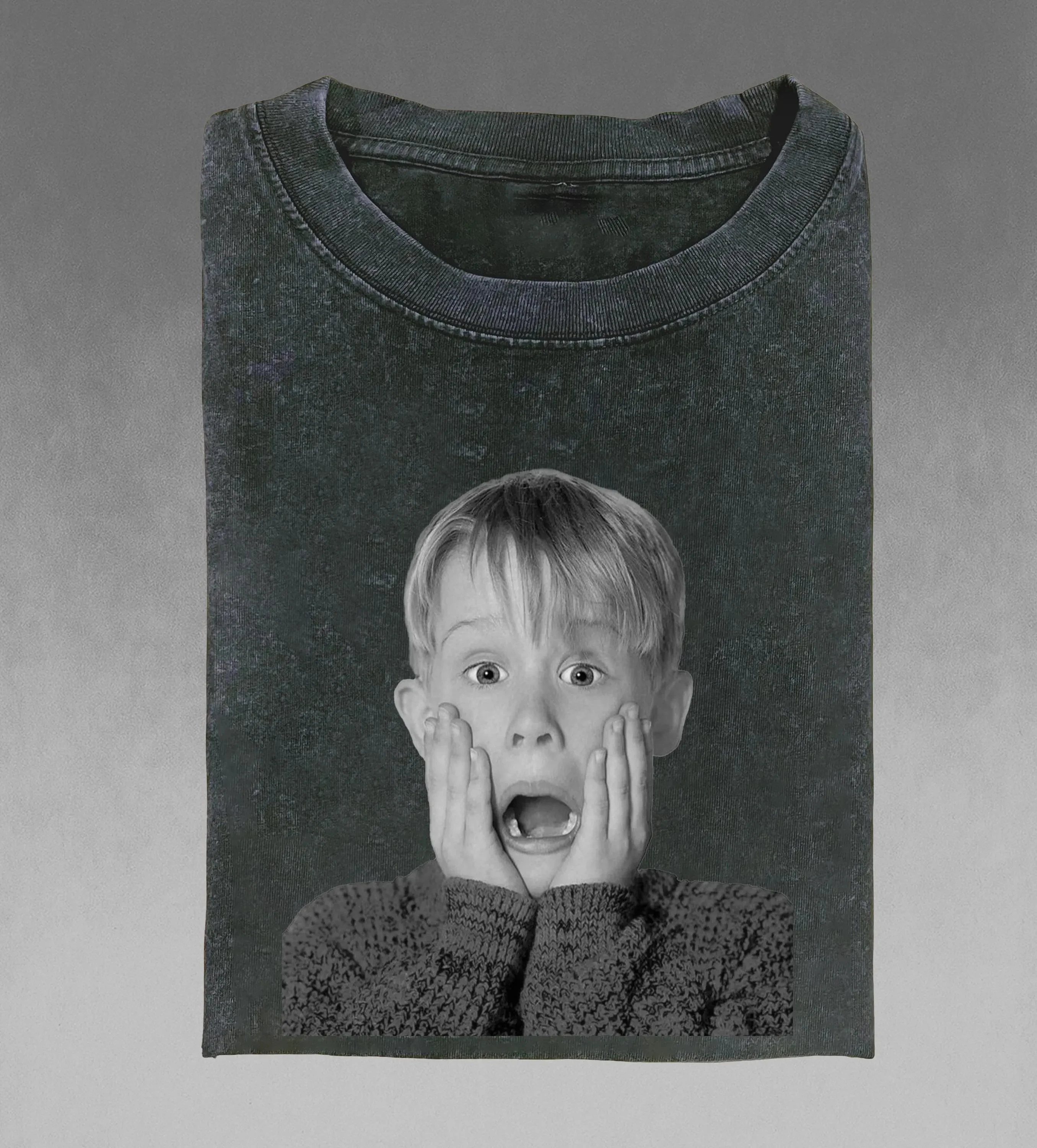 Comfort Colors Home Alone T-shirt Macaulay Culkin 90s T-shirt washed pure cotton couple's loose spring/summer shirt  streetwear