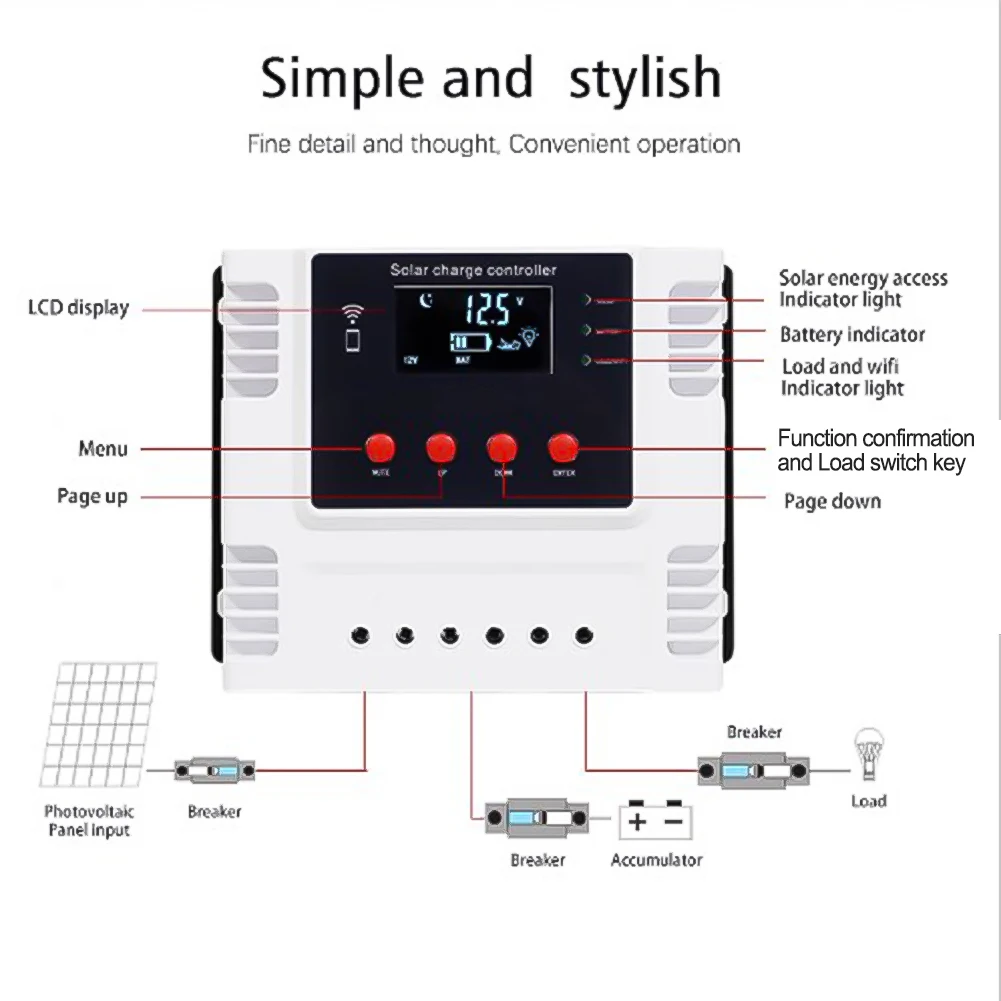 40A for Solar Charge Controller Solar Controller 135*170*70mm for Smart Protection for Battery Life Enhancer Dual USB Ports