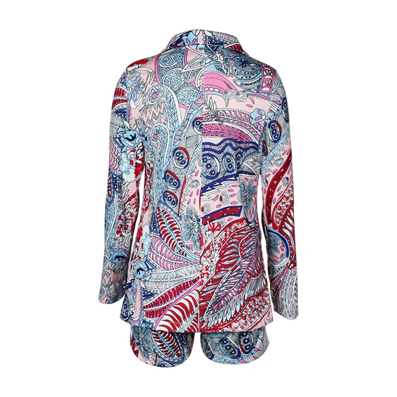 Fashion Indie Print Business Suit Women Single Breasted Long Sleeve Multicolor Blazer Short Suits 2021 Spring Autumn New Blazers