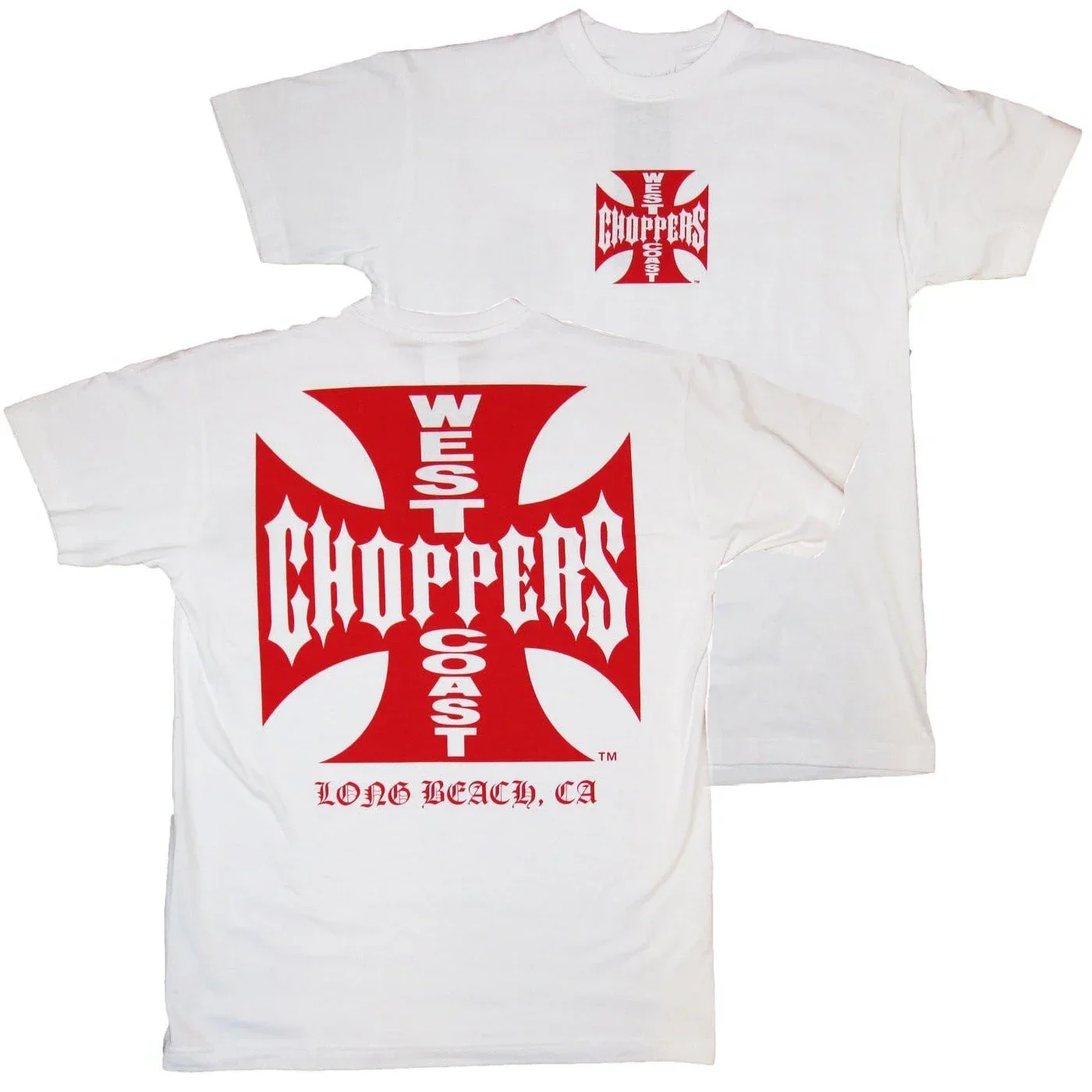 Classic Vintage West Coast Iron Cross Choppers California T-Shirt O-Neck Short Sleeve Casual Mens T-shirt Size S-3XL