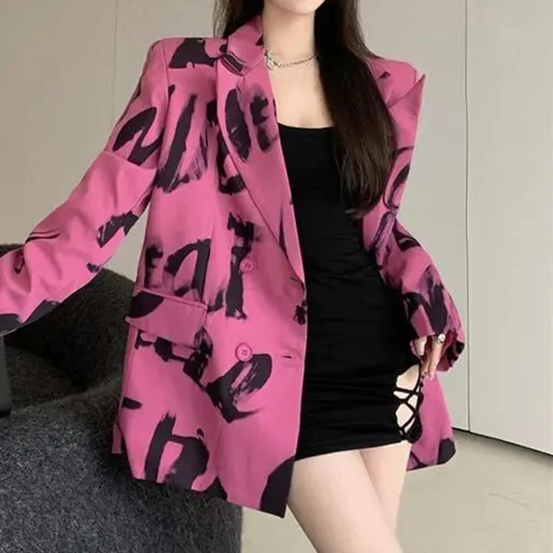 Suit Women Spring and Autumn 2023 New  Advanced Sense Casual Fashion Letter Print Suit Coat Trend  blazer