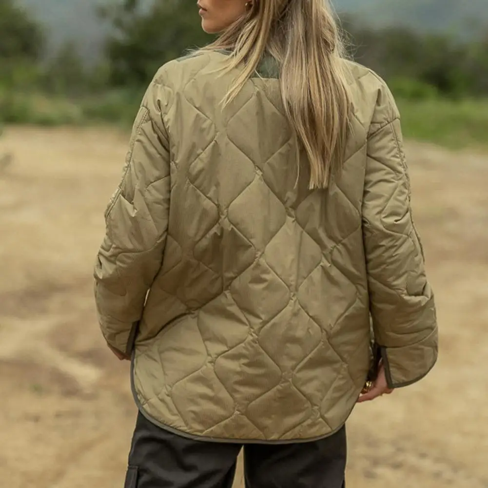 

Женское зимнее пальто на молнии с воротником-стойкой в толстую полоску с текстурой, холодный кардиган, повседневное весеннее пальто с воротником для работы, средней длины