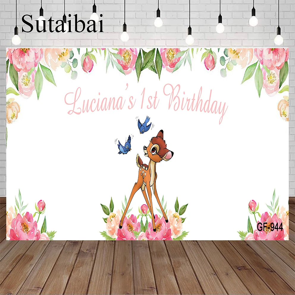 

Fairy Tale Flowers Deer Bambi Backdrops Newborn Kids Birthday Photography Backgrounds Studio Photocall Banner