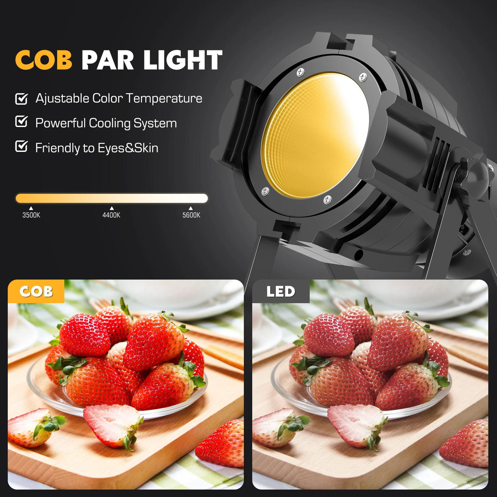 4 Buah Lampu Par COB 5IN1 Putih + Lampu Efek Panggung Putih Hangat Lampu Disko DJ untuk Konser Pesta Pernikahan Teater Klub Pertunjukan Langsung