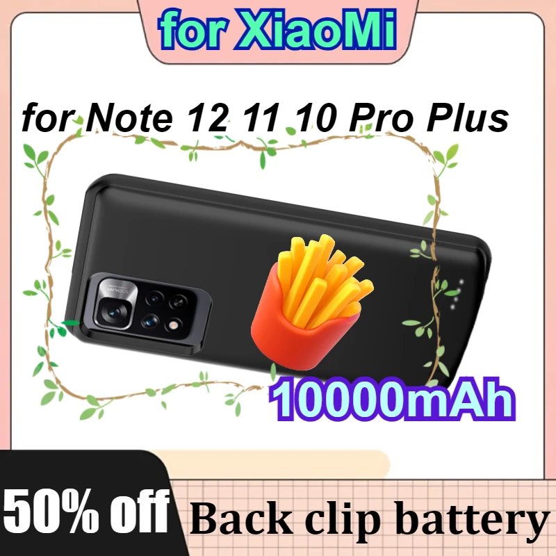 Чехол Power Cover емкостью 10000 мАч для XiaoMi Redmi Note 12 11 Pro Plus, чехол для внешнего зарядного устройства для Note 10, портативный чехол Power Bank