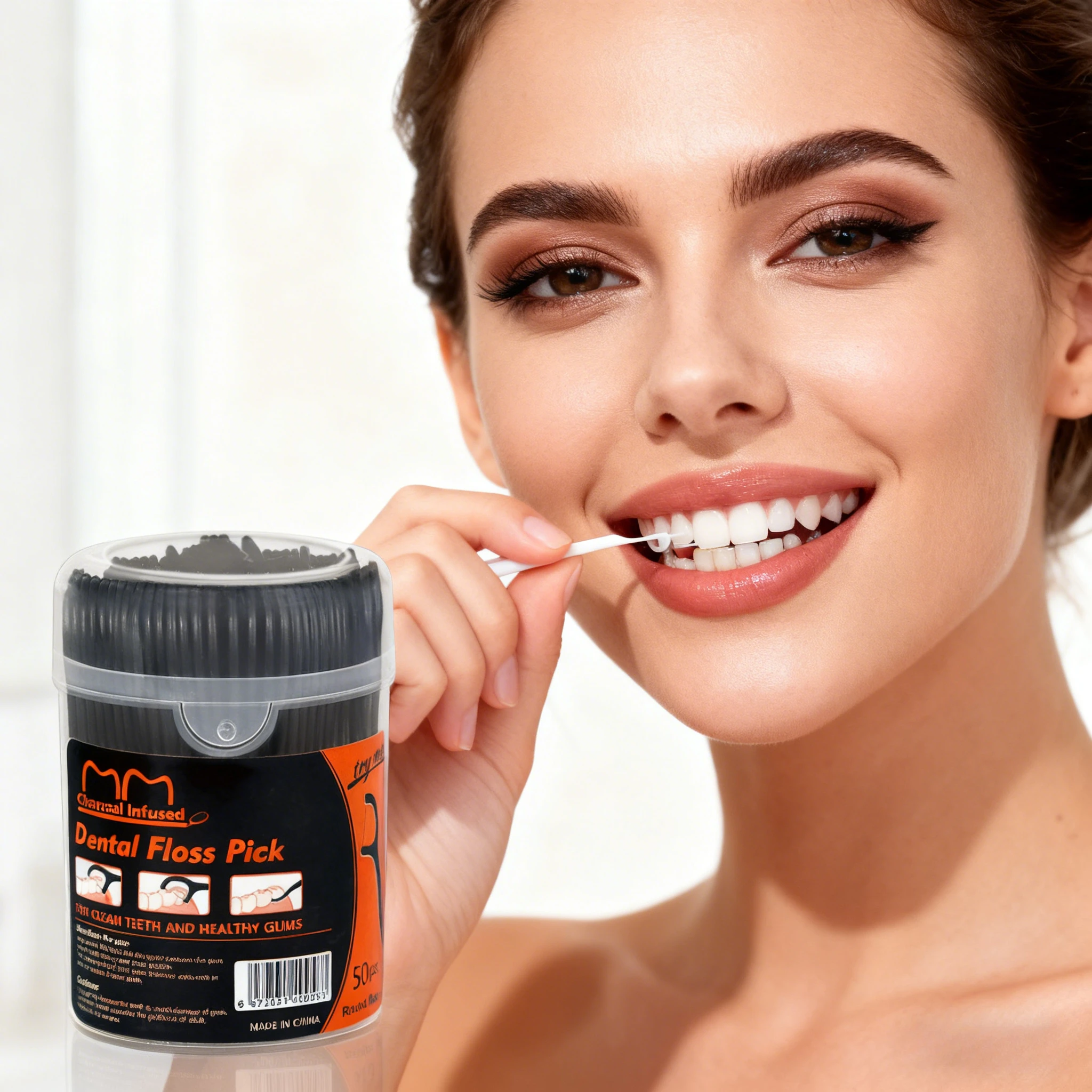 

Зубная нить с бамбуковым углем, бутылка 50, ультратонкая нить, оптовая поставка с фабрики, эффективный инструмент для чистки зубов