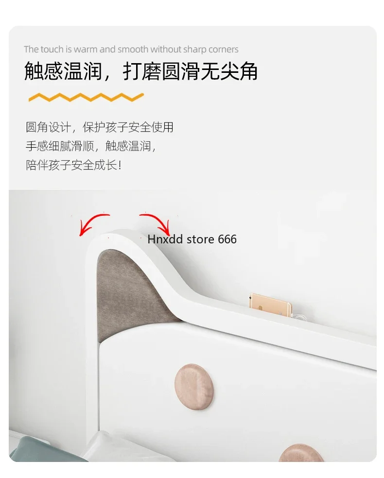 Creative children's solid wood bed cream white twin bed siblings image 5