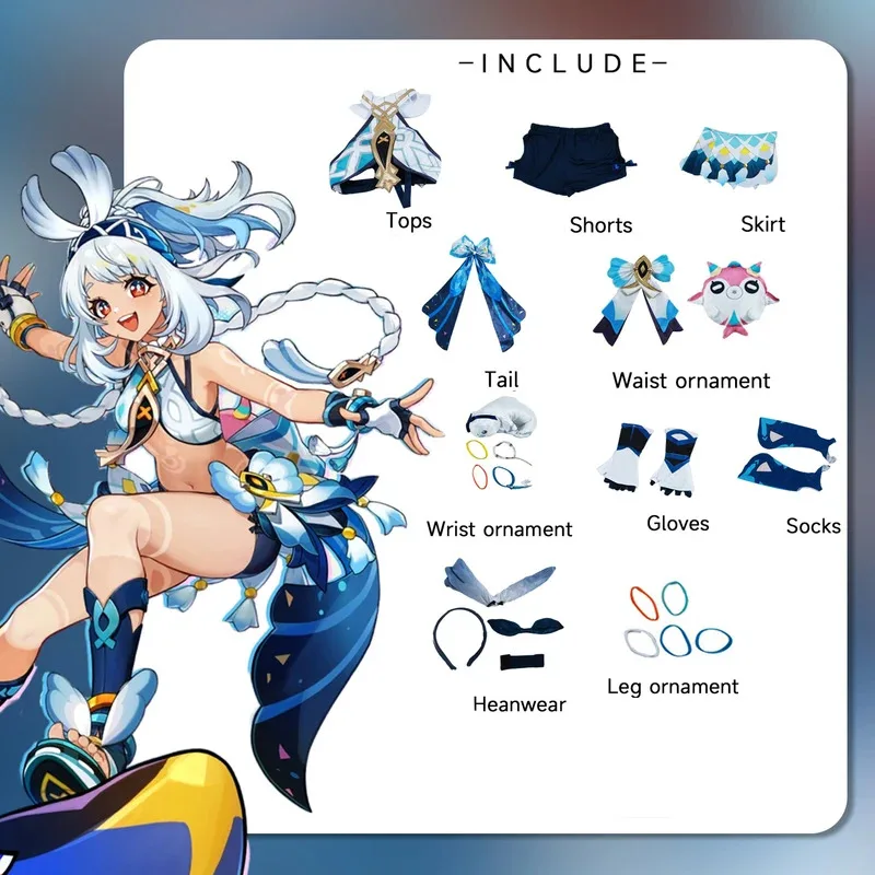

Natlan Mualani Cosplay Genshin Impact Cos Clothing Costume Outfit Uniform Wig Full Sets Comic-con Carnival Dressx;8's,6;
