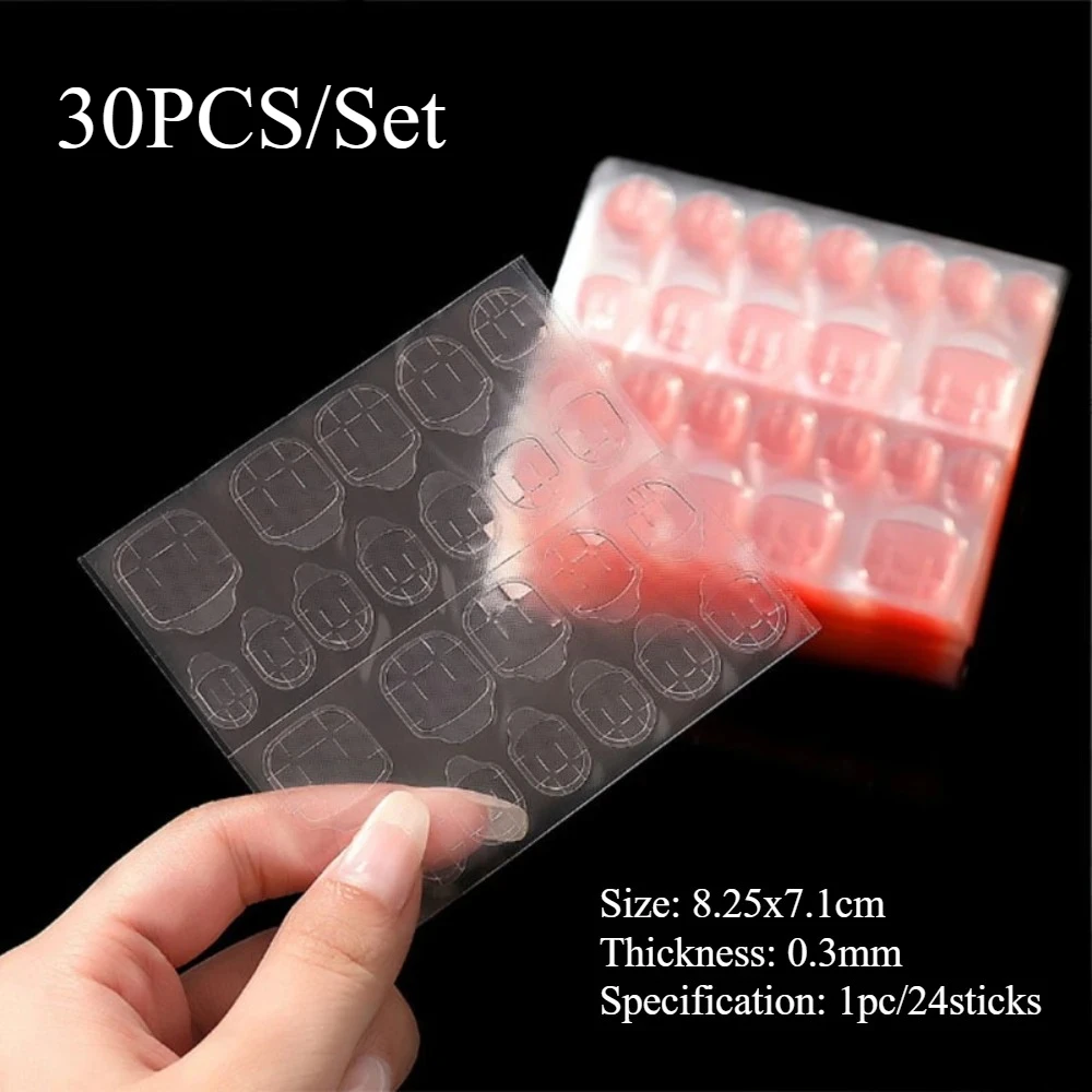 

30Pcs/Pack Transparent Jelly Glue Nail Stickers Dual-sided Self-adhesive Invisible Wearable Nail Art Decals Manicure Accessories