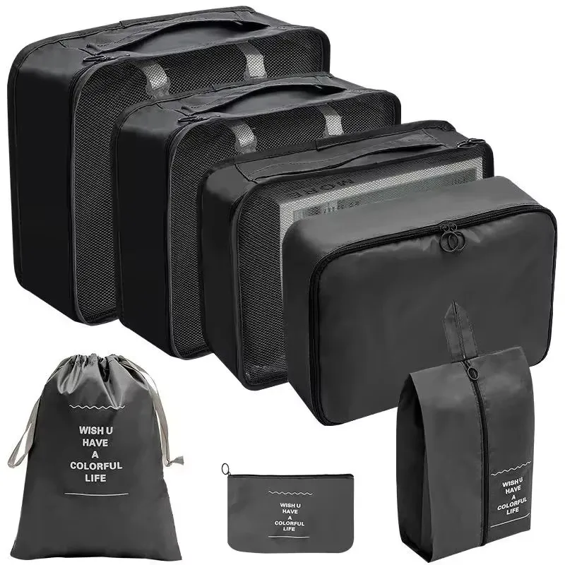 7-teiliges Set aus Reise-Aufbewahrungstaschen, Koffer-Packwürfeln, Handgepäcktaschen, Kleidungs- und Schuh-Organizer-Taschen, faltbar, leicht zugänglich – Detail 4