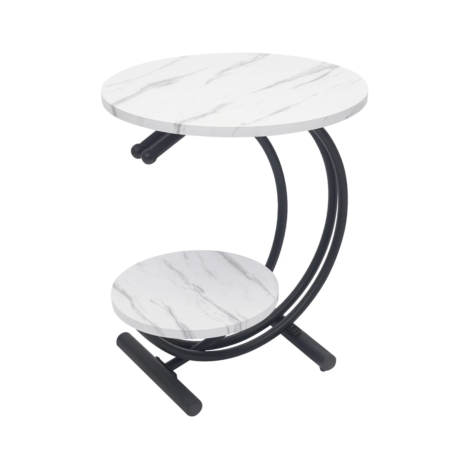 

2-Tier C-Frame Side Table Density Board and Carbon Steel,Floor-Friendly Footpads, for Living Room, Bedroom and Office