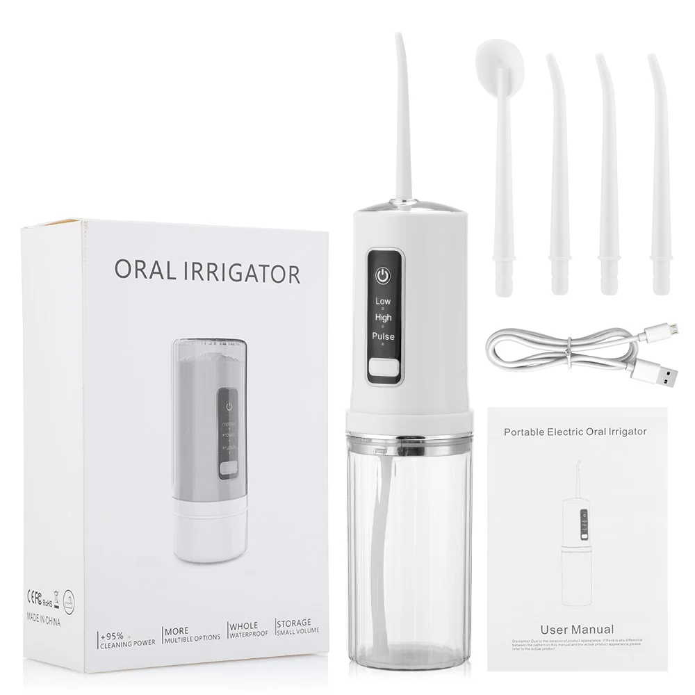 Portable Smart Electric Oral Irrigator Water Flosser 4 Jets 3 Modes Rechargeable Dental Water Jet Irrigator Dental Teeth Cleaner