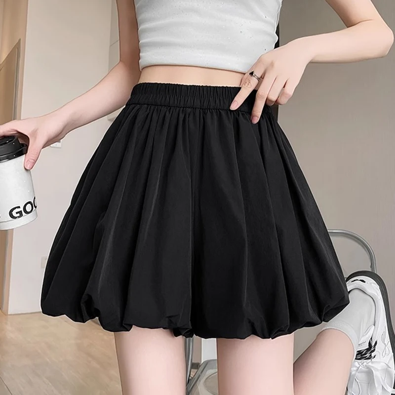 Women Fashion Sweet Shorts Summer Loose High Waist Fluffy Flower Bud Shorts Chic Preppy Style Female Korean Elegant Cute Shorts