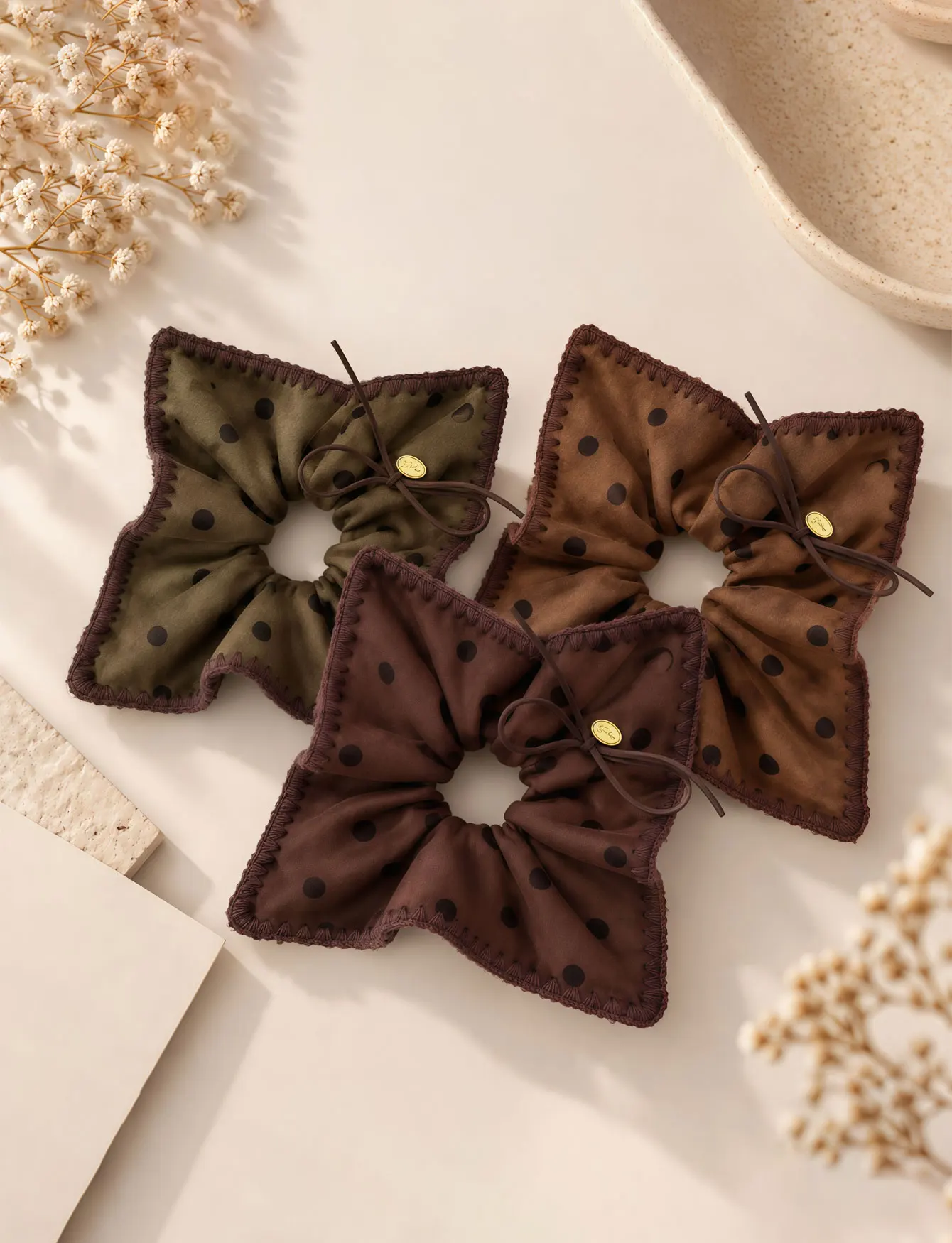 3PCS  2026 New Vintage Dot Pattern Large Size Scarf Hairpin for Autumn/Winter Large Hairpin for Holding Hair Clips
