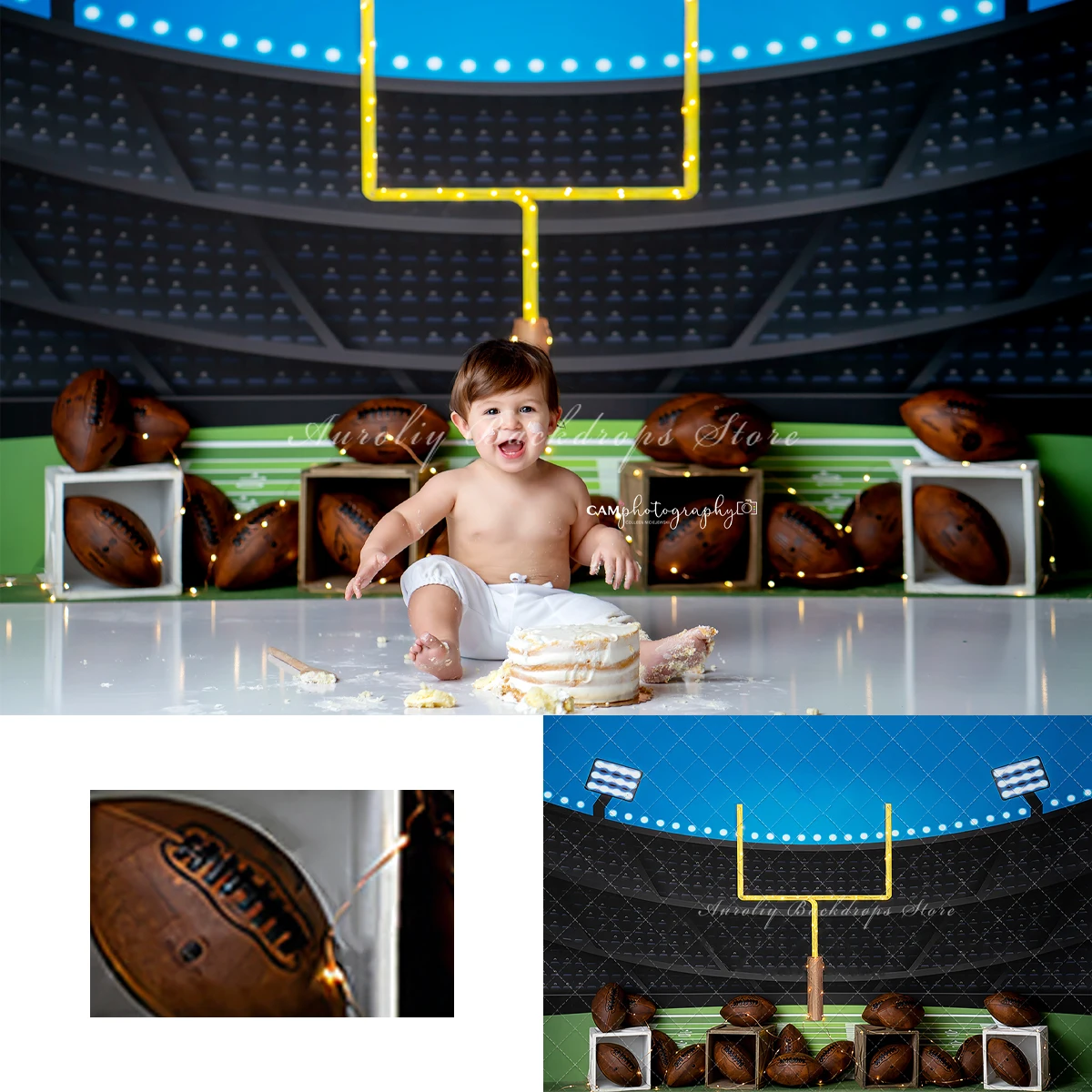 

Rugby Stadium Backgrounds Cake Smash Kids Adult Photography Props Child Baby Stadium Lighting Decors Photo Studio Backdrops