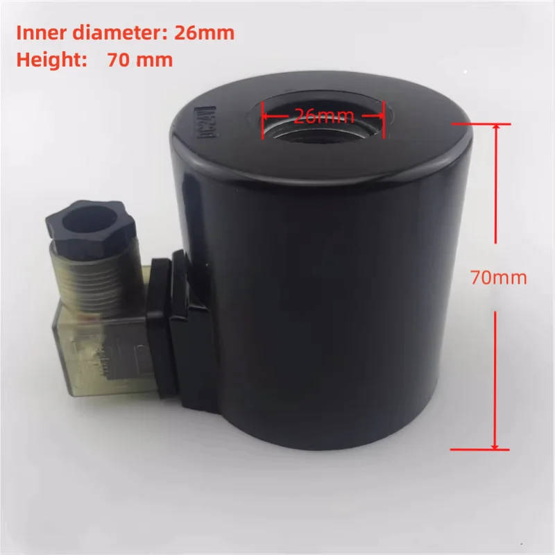 Electromagnetic Directional Control Valve Coil DSG-03 Inner Diameter 26mm Height 70mm Black Circular Coil DC24V AC220V