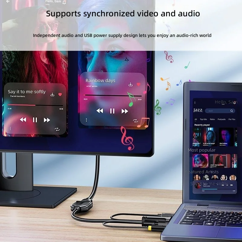 VGA to HDMI high definition converter 1080P desktop host connected monitor projection TV audio
