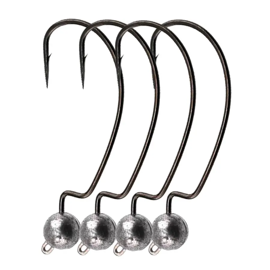 JYJ Exposed big Jig Head 3.5g 5g 7g 10g Barbed offset Hook Fishing Hooks, Sharp jig head hook for soft worms