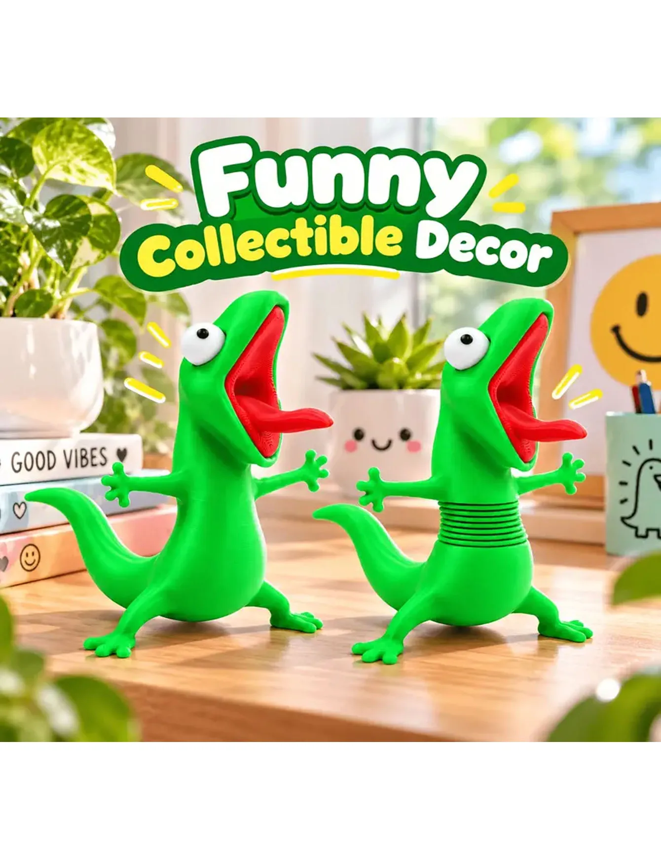 2pcs Lizard 3D Ornament, Car and Desktop Decoration Ornament, Swinging Spring Fun Lizard Ornament, Home Decoration