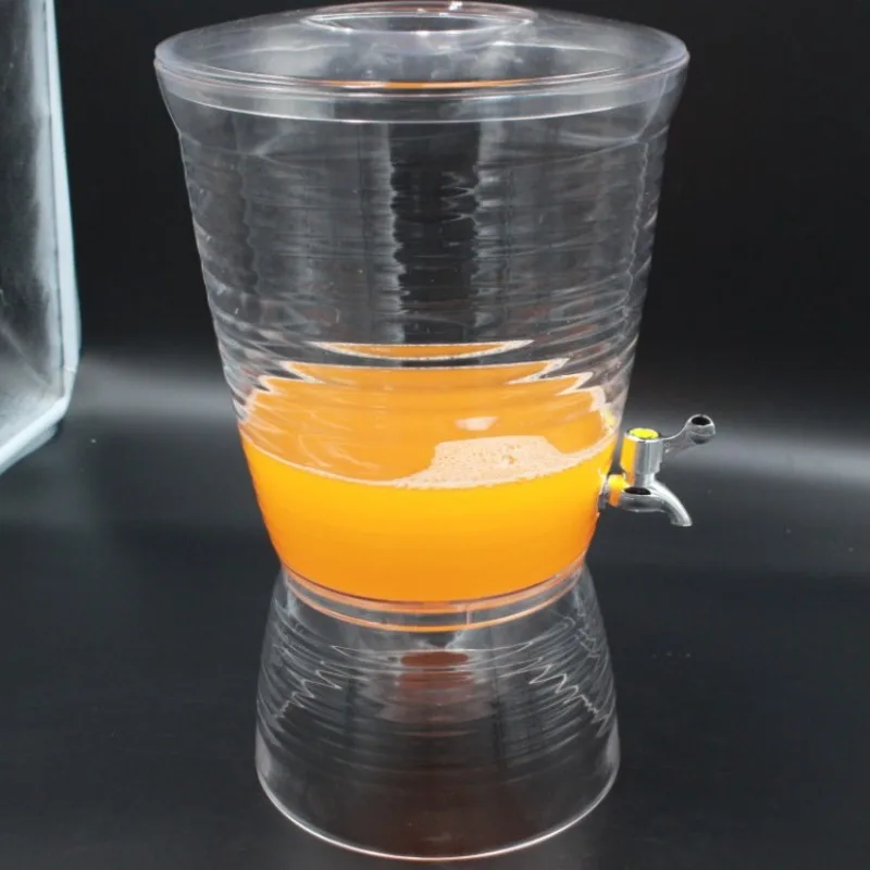 Acrylic plastic self-service juicer, water dispenser, cafeteria, large capacity, transparent stripes