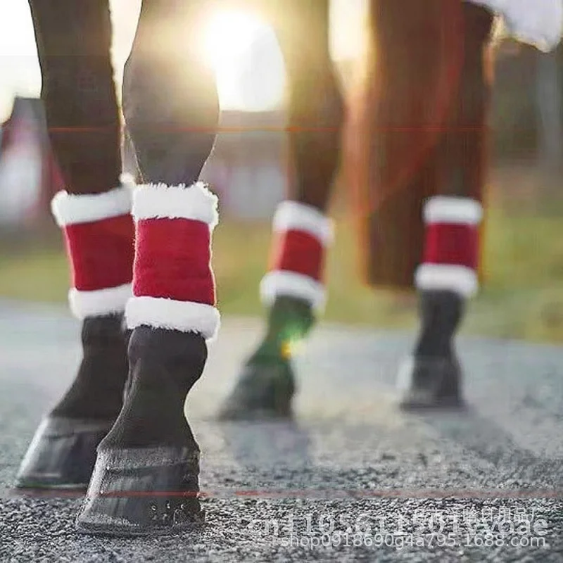 amazon-hot-selling-plush-horse-leg-wrap-warm-equestrian-products-christmas-new-year-horse-legs-35x21cm