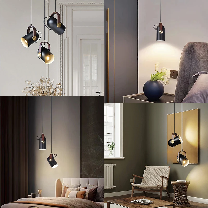 Rotatable Pendant Lights Modern Spotlights Metal Hanging Lamps Home Decor Bedroom Living Dining Room Indoor Lighting Wood Paint