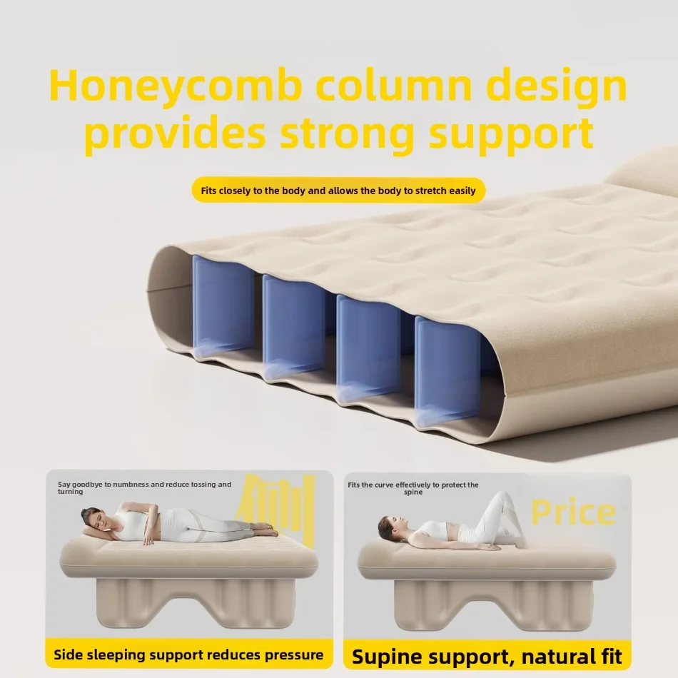 Auto Inflatable Car Mattress, Rear Seat Leveling Sleep Pad, Travel Bed for Adults & Kids