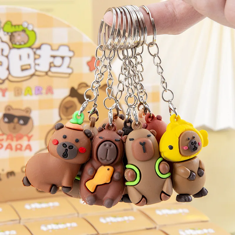 Cute 24pcs/Set Capybara Figure Blind Box Anime Capibara Figures Doll Keychain Pendant Decoration Toy for Children Christmas Gift