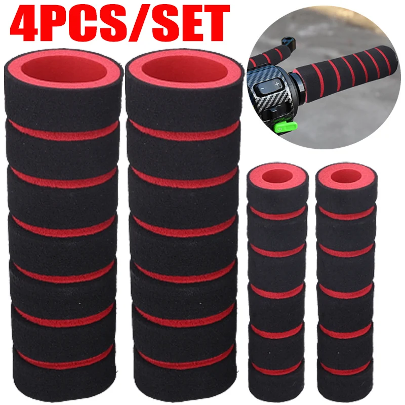 4PCS/SET Bicycle and motorcycle handlebar foam sponge grip cover universal anti-slip soft handlebar modification accessories