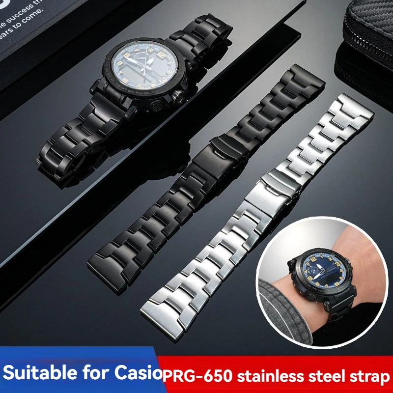

Stainless Steel Watch Band for Casio PROTREK PRG-600/650/6600/30/50/60/70, Replacement Metal Bracelet Strap, Modified Wristband