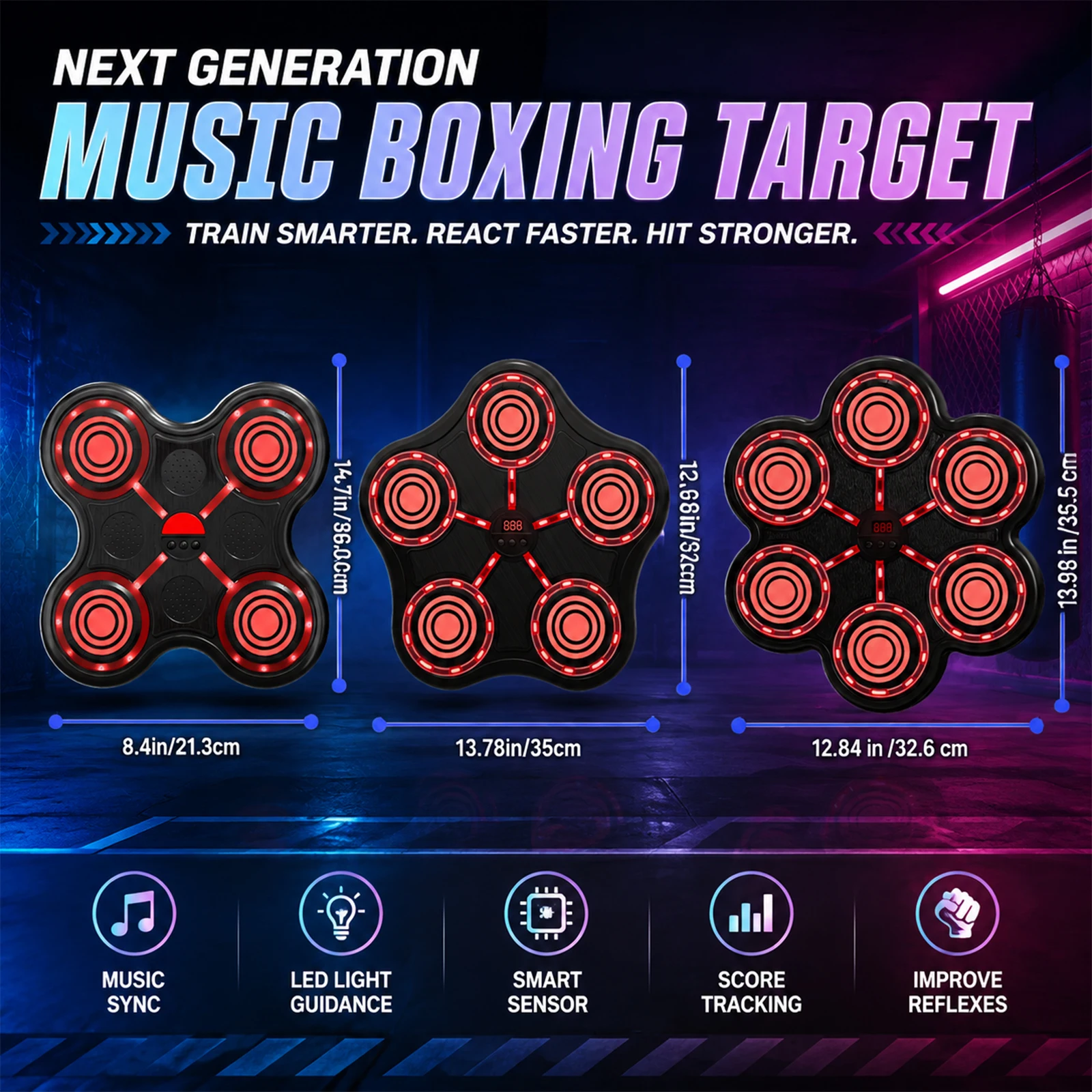 Black and Red Music Boxing Machine, 4/5/6 Key Bluetooth Wall Mounted Boxing Trainer (including Boxing Gloves); Equipped with Rhythm Lighting, Two Player Battle Mode, and Reaction Training Function; Suitable for People Aged 6 and above, It Is an Ideal Home