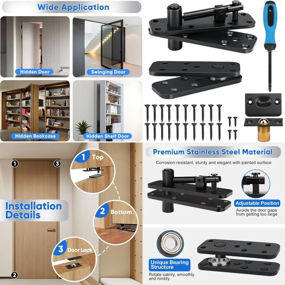 

Усиленные поворотные петли для скрытых дверей, 360° ° Поворотный механизм, выдерживает нагрузку до 570 фунтов.