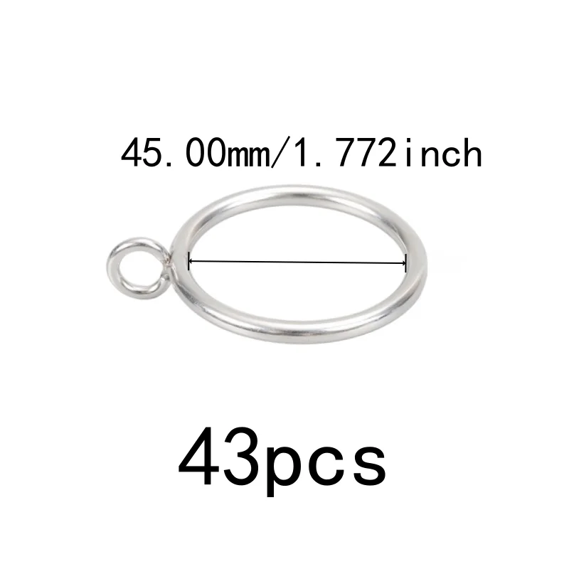 43 pcs Easy Install 45mm Metal Window Curtain Rings, great for Bathroom Shower Panel, Smooth Sliding On Rod, Silver