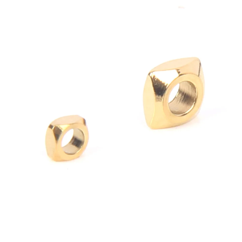 50 Stück Edelstahl-Quadratperlen, lose Perlen für DIY handgemachte Armbänder, halbfertige Schmuckzubehörteile, Großhandel – Detail 9