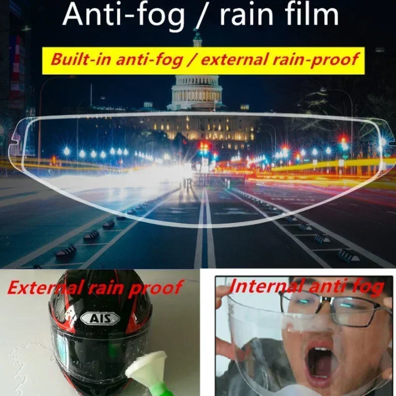 Adesivo universal para capacete anti-chuva e antiembaçante – filme nano transparente para motociclistas, fácil aplicação para melhor visibilidade