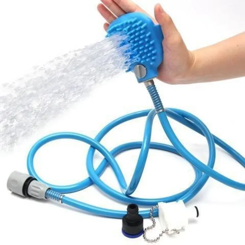 For Pet Bath Brush Silicone Massage Brush with Nozzle for Cat Dog Cleaning Grooming Shower Spa Artifact
