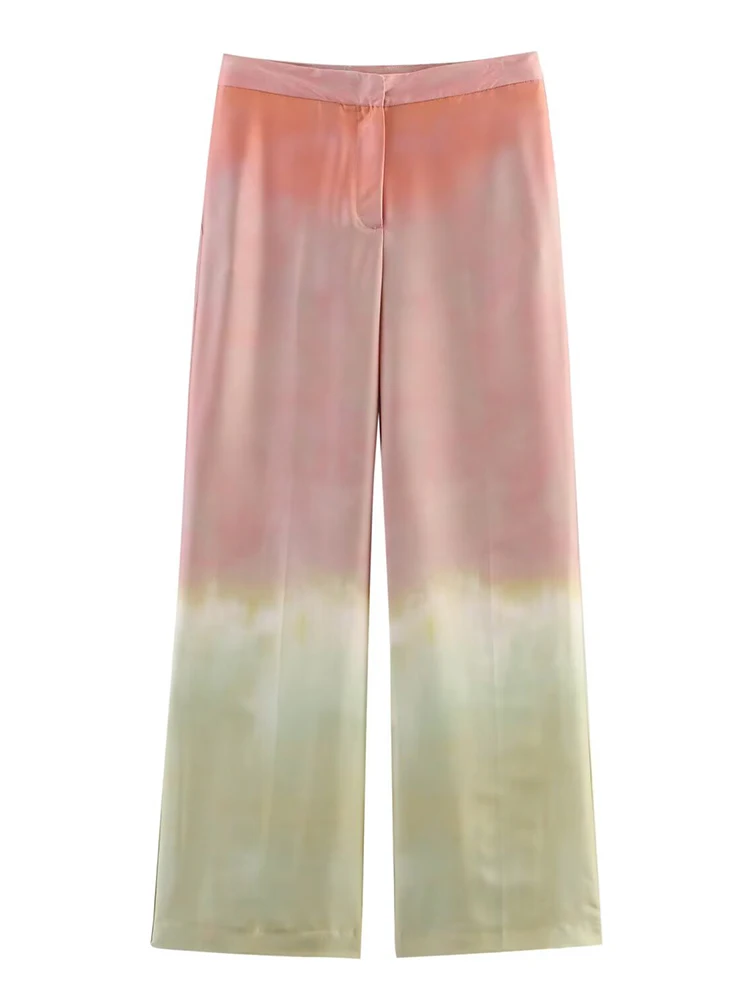 

ZAJIA2025 new women's clothing European and American style tie-dye printed casual high-waist wide-leg trousers