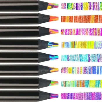 10 Teile/satz Kawaii Regenbogen Bleistift 7 Farben Konzentrische Farbverlauf Buntstifte Kinder Geschenk Buntstifte Kunst Malerei Zeichnung Schreibwaren